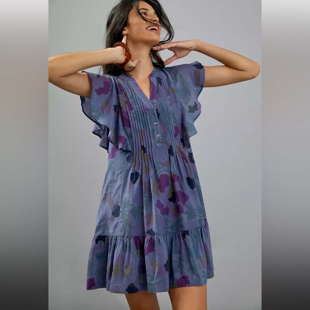 Anthropologie Maeve Giulietta Pintucked Mini Dress